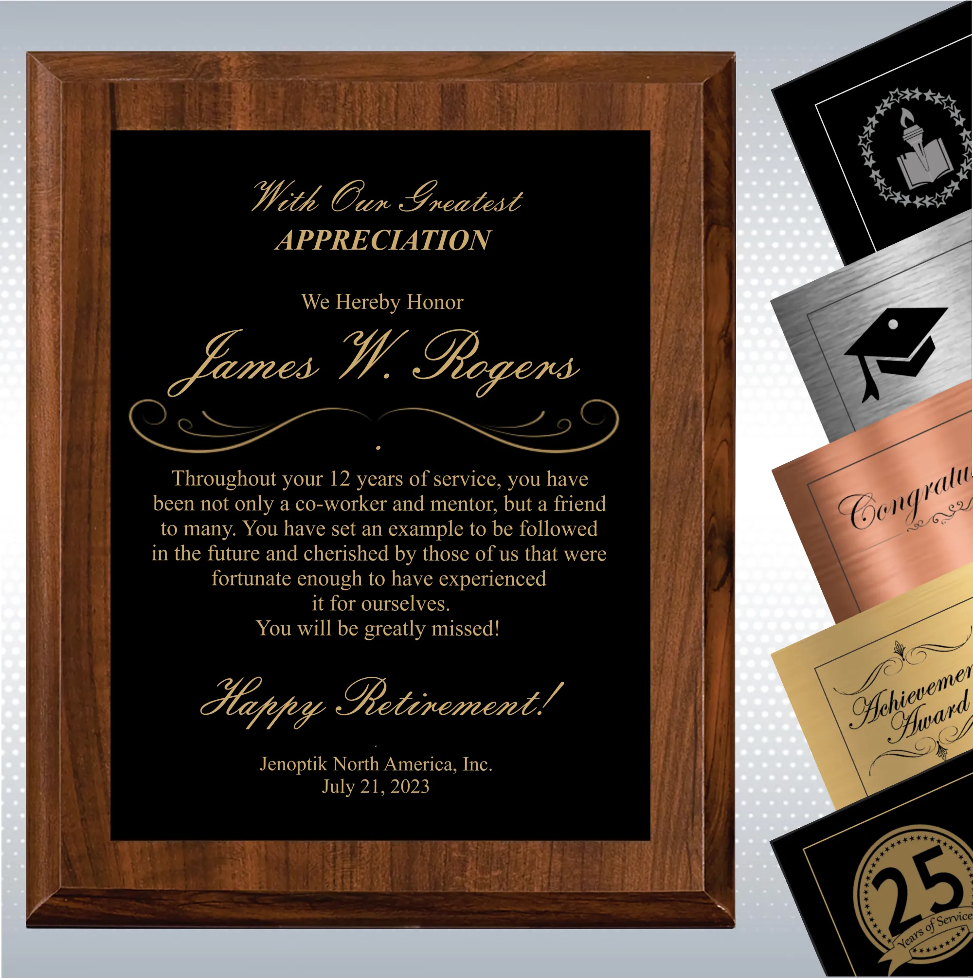 Cherry Finish Plaque Retirement Gift Award 5