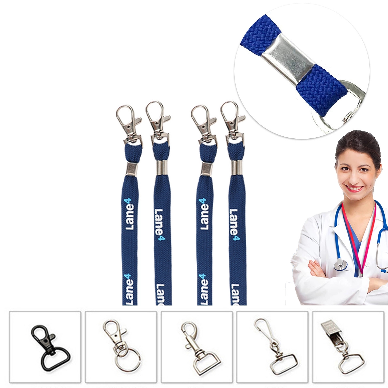 Polyester Shoe String Lanyard W/ Breakaway & Thumb Hook 1