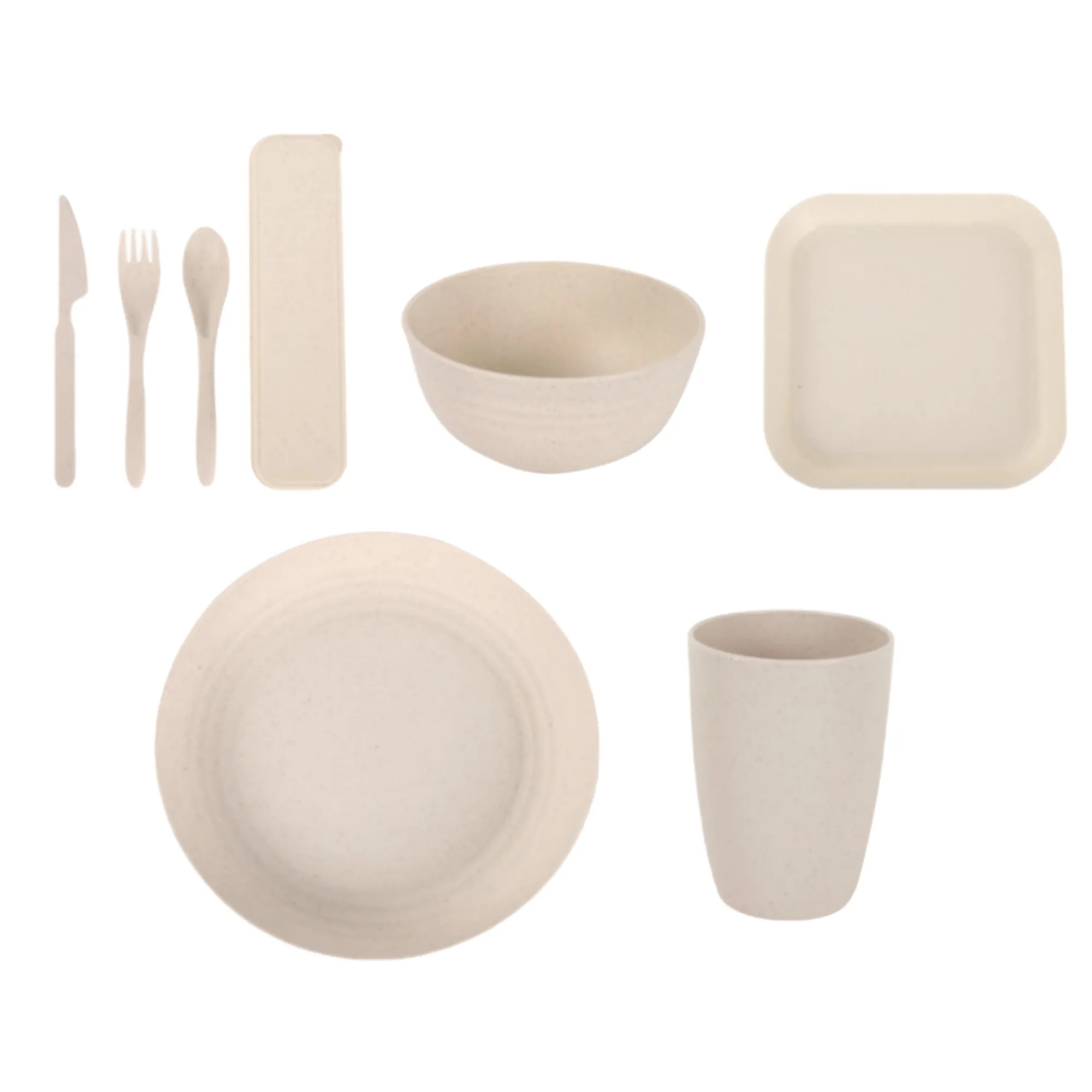 8 Piece Reusable Wheat Straw Cutlery Set 5
