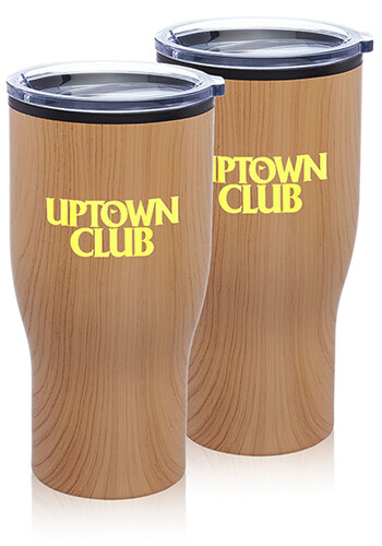 28 oz. Challenger Travel Mugs with Wood Finish