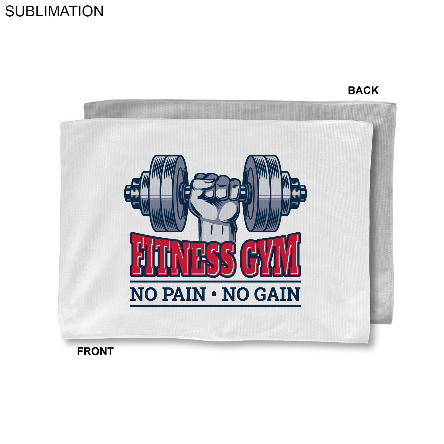 Gym, Workout, Fitness Towel in White Microfiber Dri-lite Terry, 12x18, Sublimated one or full Color 6