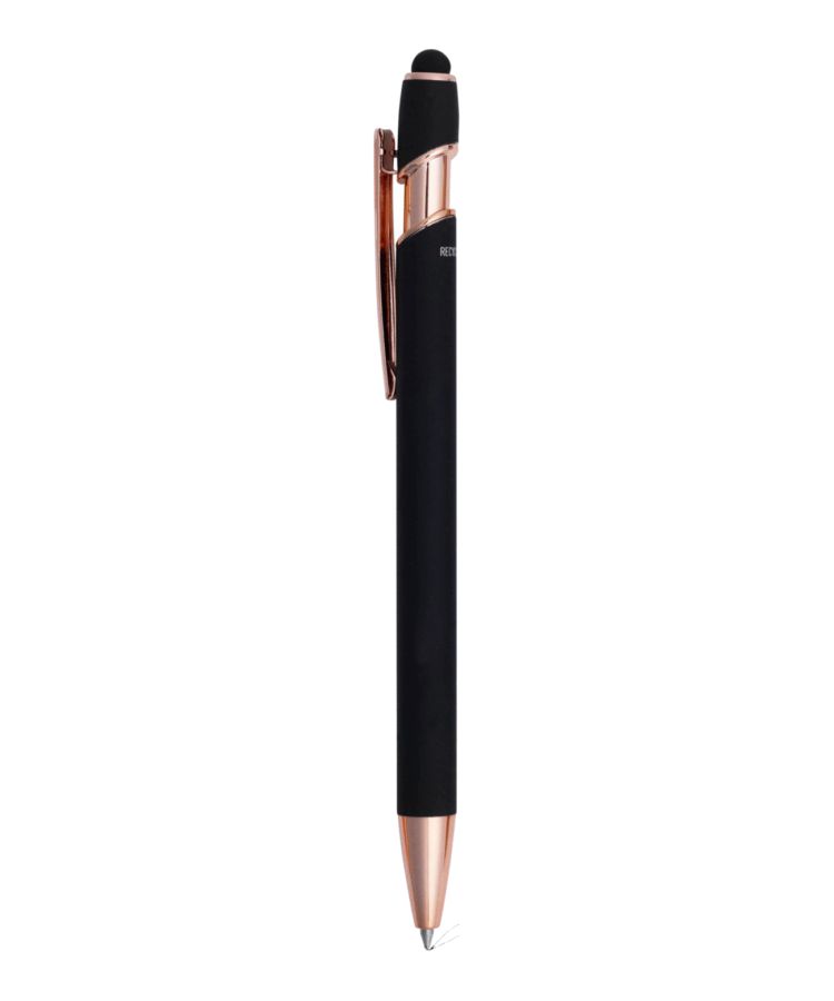 Union Printed - Satin Soft Stylus Gel Click Pen w/ Rose Gold trim 5