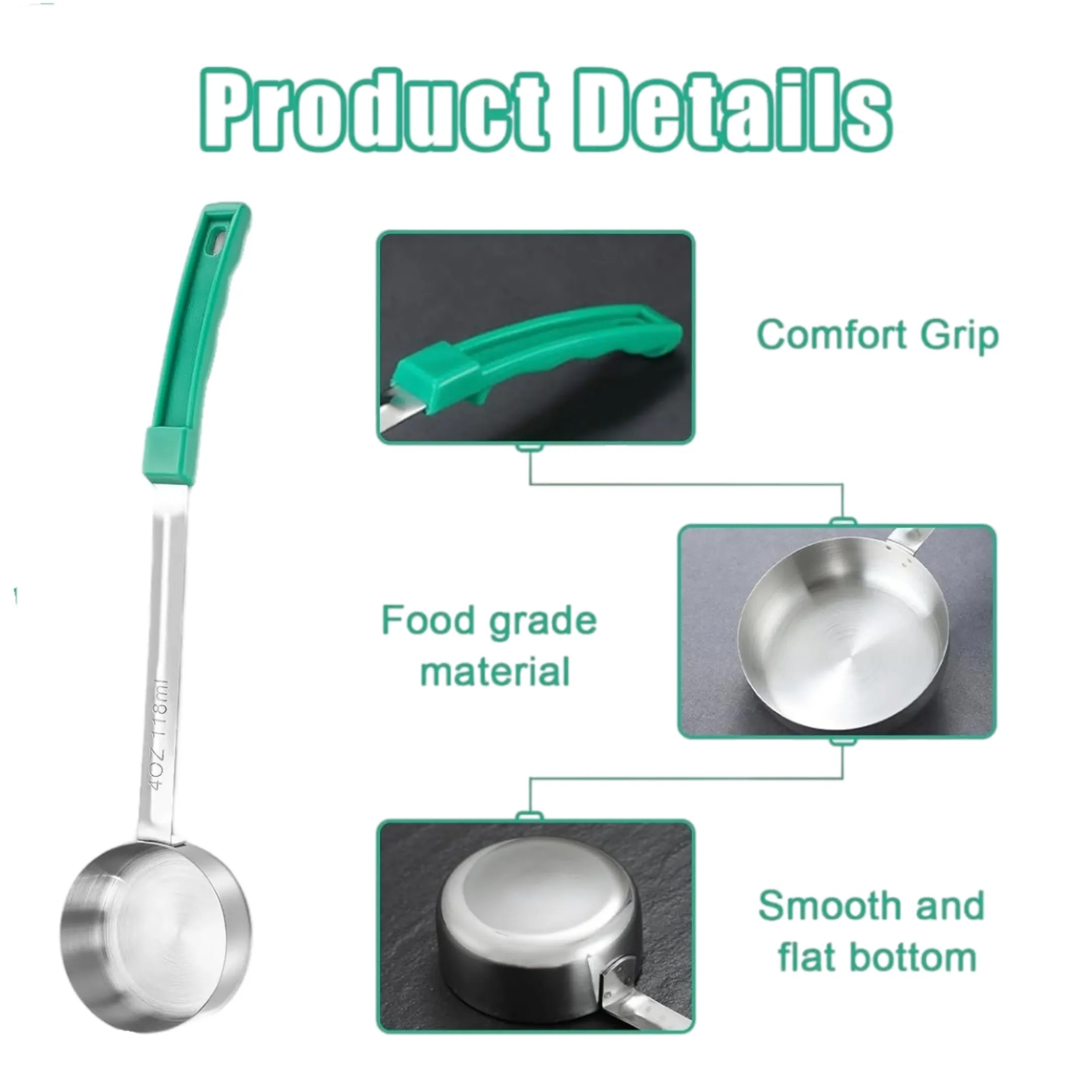 4 oz. Green Solid Portion Spoon 4