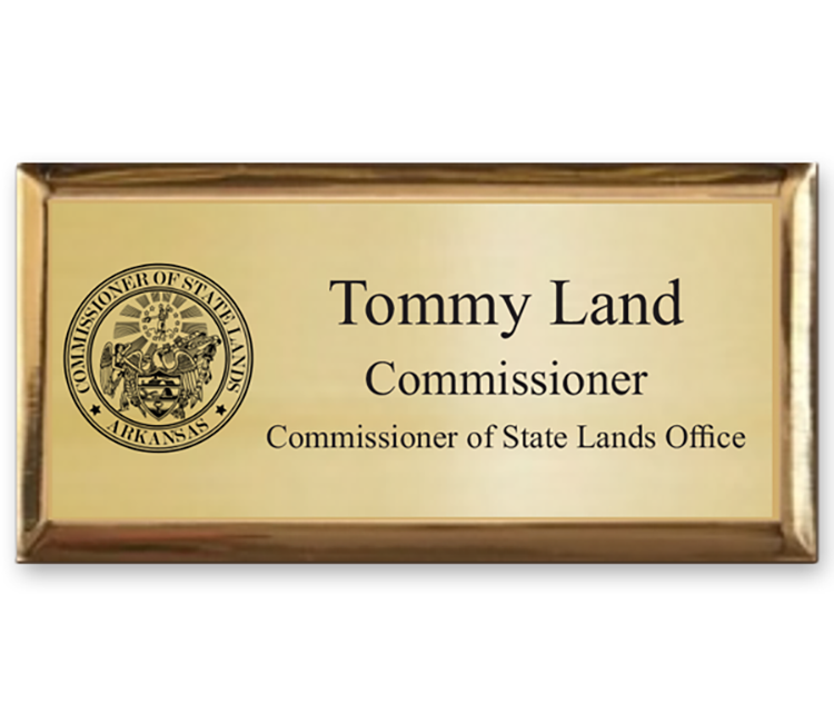 The Trojan Executive Framed full color brass name badge 1.5"x3" 4
