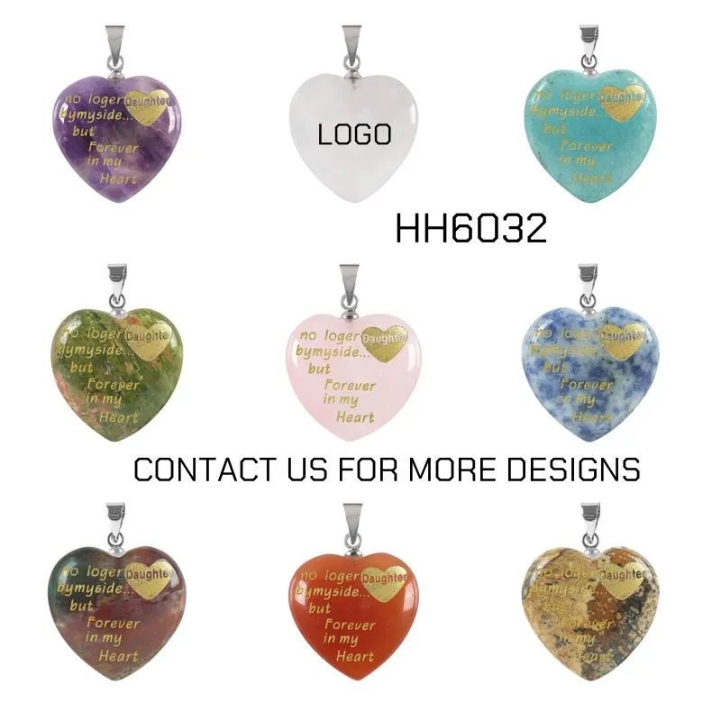 Heart Gemstone Pendant Charm with Custom Logo 5