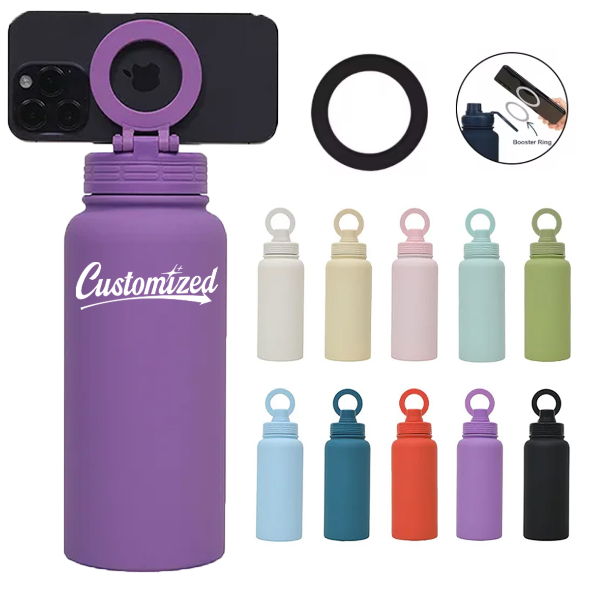 18Oz. Magnetic Lid Water Bottle with Phone Stand Function 8
