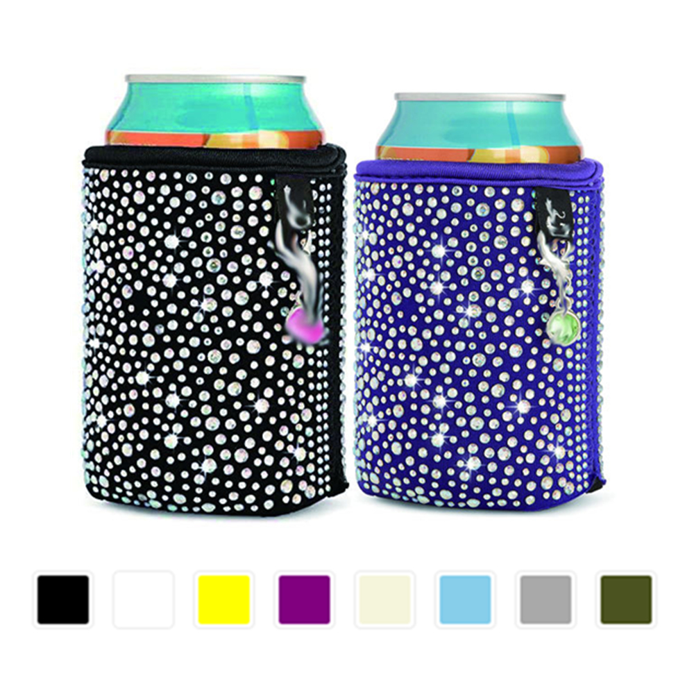 Rhinestone Insulated Can Cooler, custom koozie with logo imprint 2