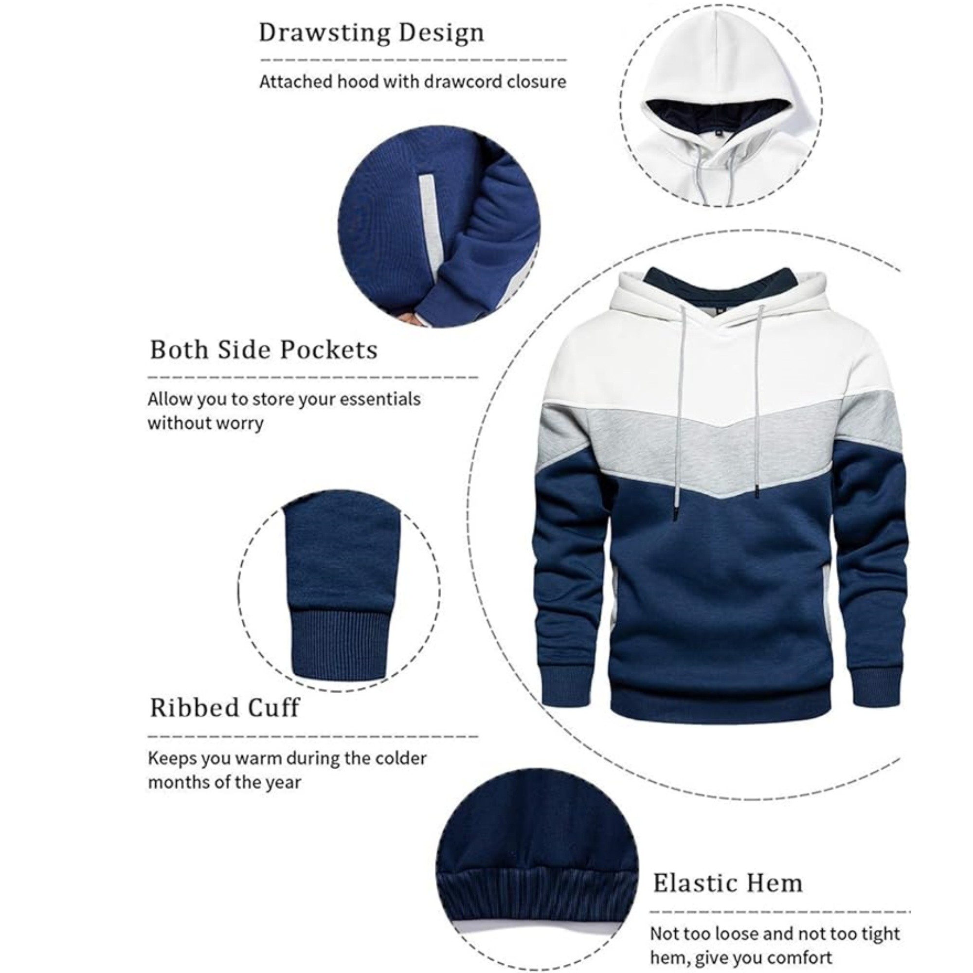 Long Sleeve Hoodie With Kangaroo Pockets, custom hoodie or sweatshirt with logo imprint 4