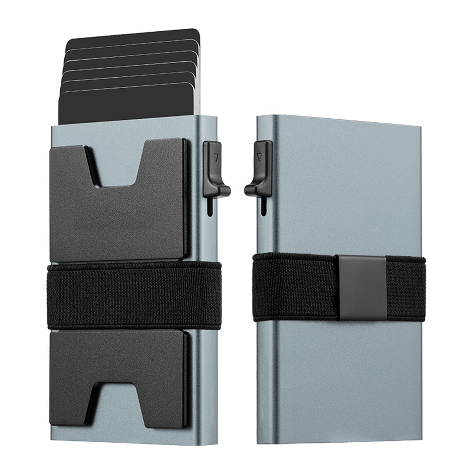 RFID Blocking Pop Up Aluminum Card Holder w/ Elastic Strap 5