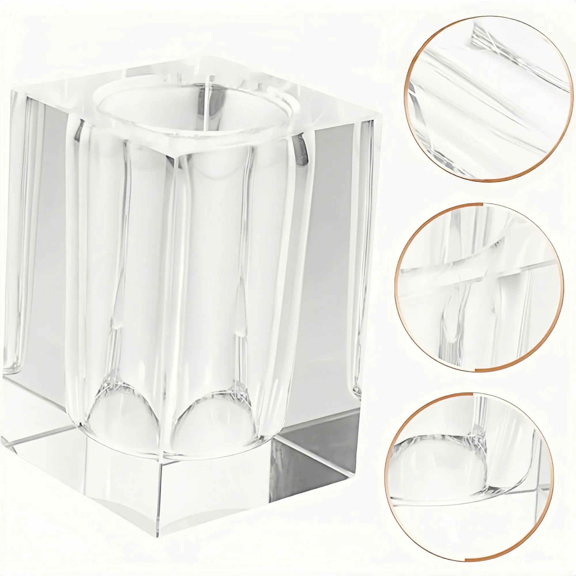Clear Glass Pen Holder 5