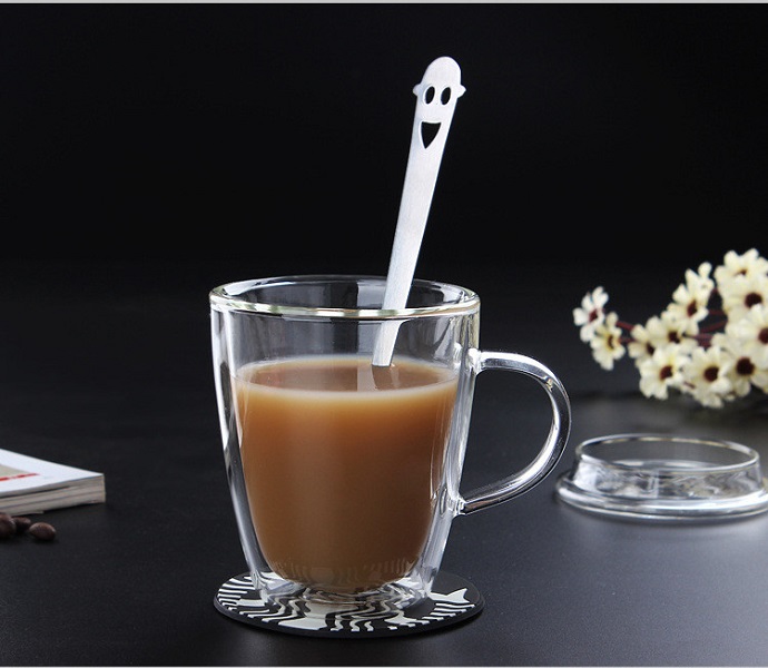 Double Wall Glass Coffee w/ Glass Lid 8 oz 6
