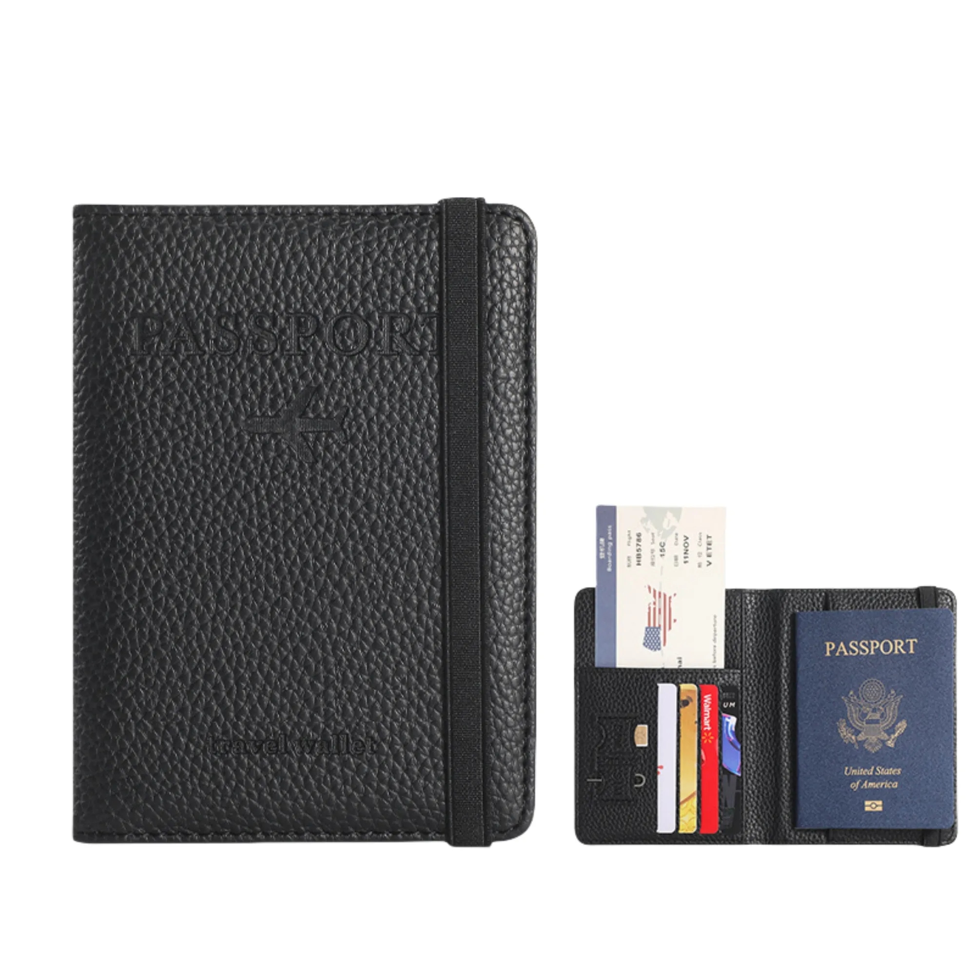 Passport Wallet Multi-Pocket Elastic ID Holder 12