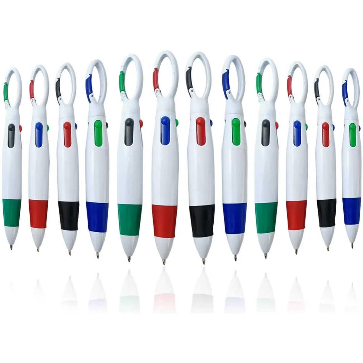 4-Color Multicolor Ballpoint Pens with Carabiner Keychain 4