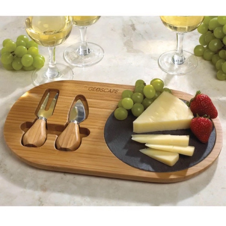 BistroTek Premium Bamboo and Slate Cheese Set 3
