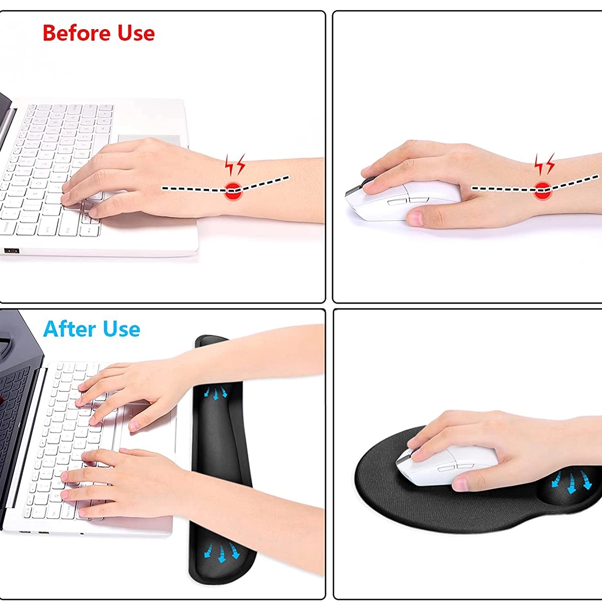 Premium Memory Foam Keyboard and Mouse Wrist Rest Pads Set 4