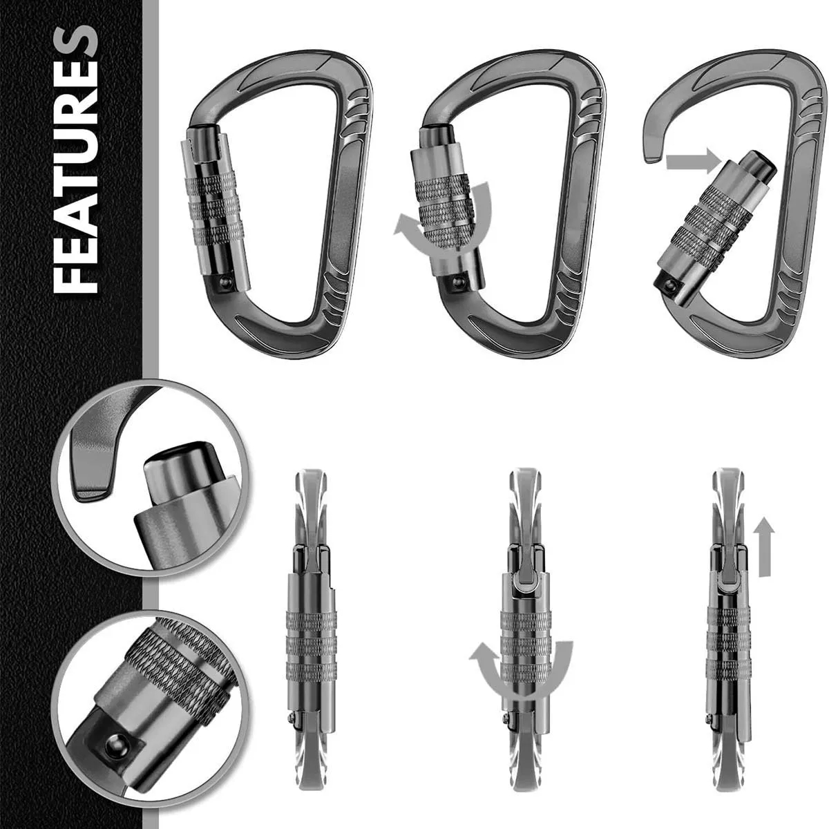 Multifunctional Top-grade Aerospace Aluminum Carabiner Clip 5