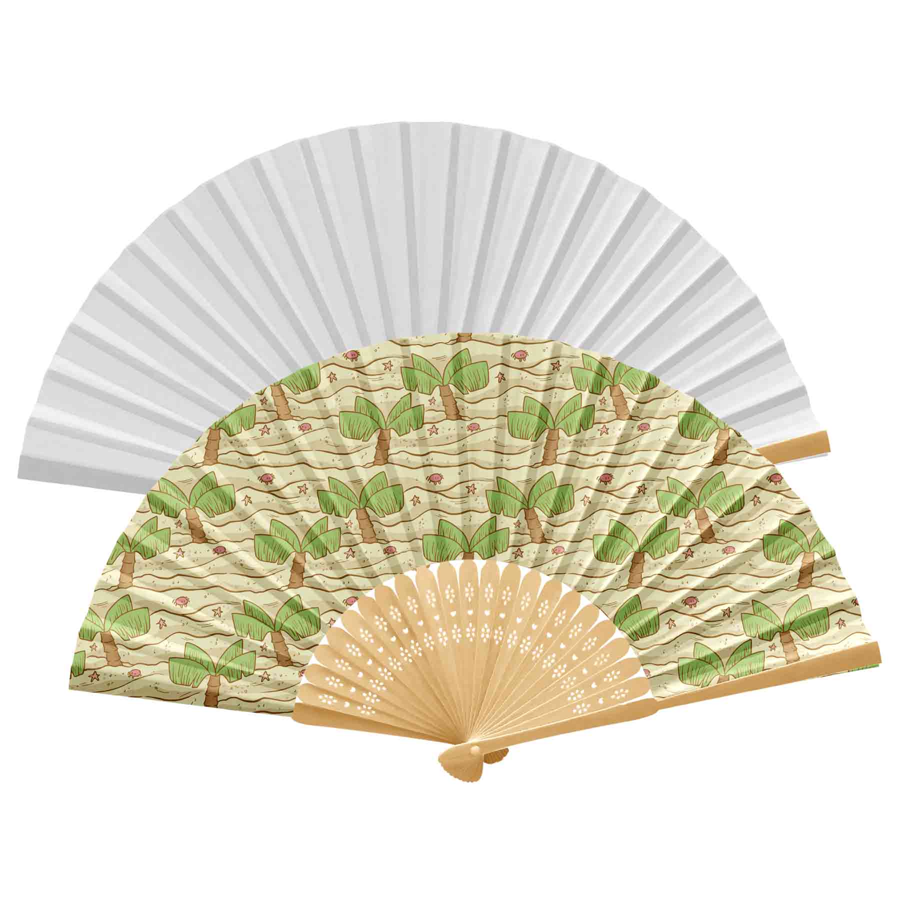 Handheld Foldable Full Color Bamboo Paper Fan 9