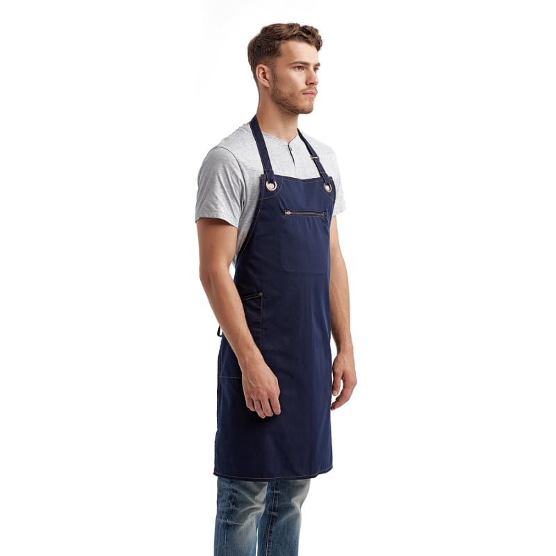 Artisan Collection By Reprime Unisex 'Barley' Contrast Stitch Recycled Bib Apron 3