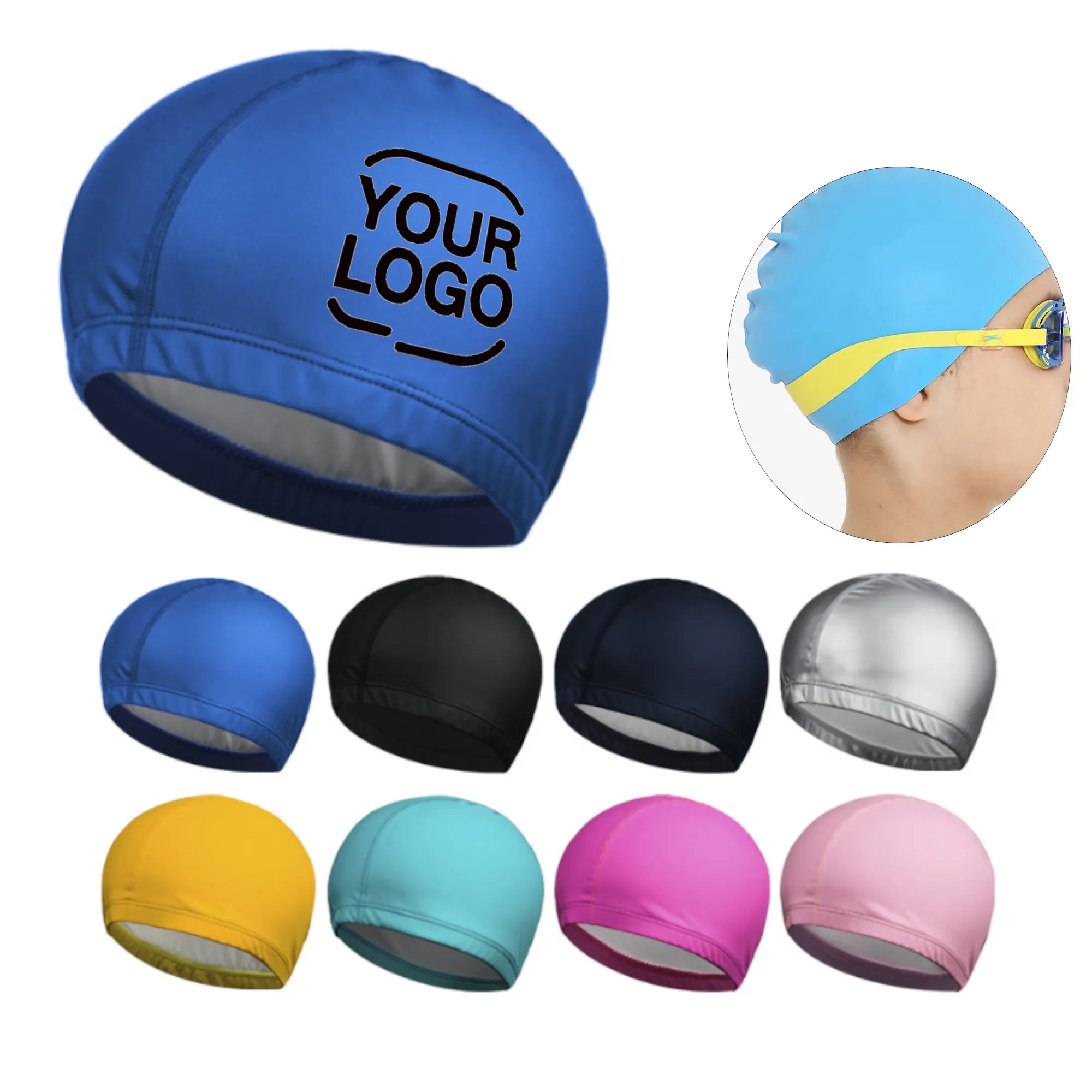 Leather Solid Color Swim Cap 4