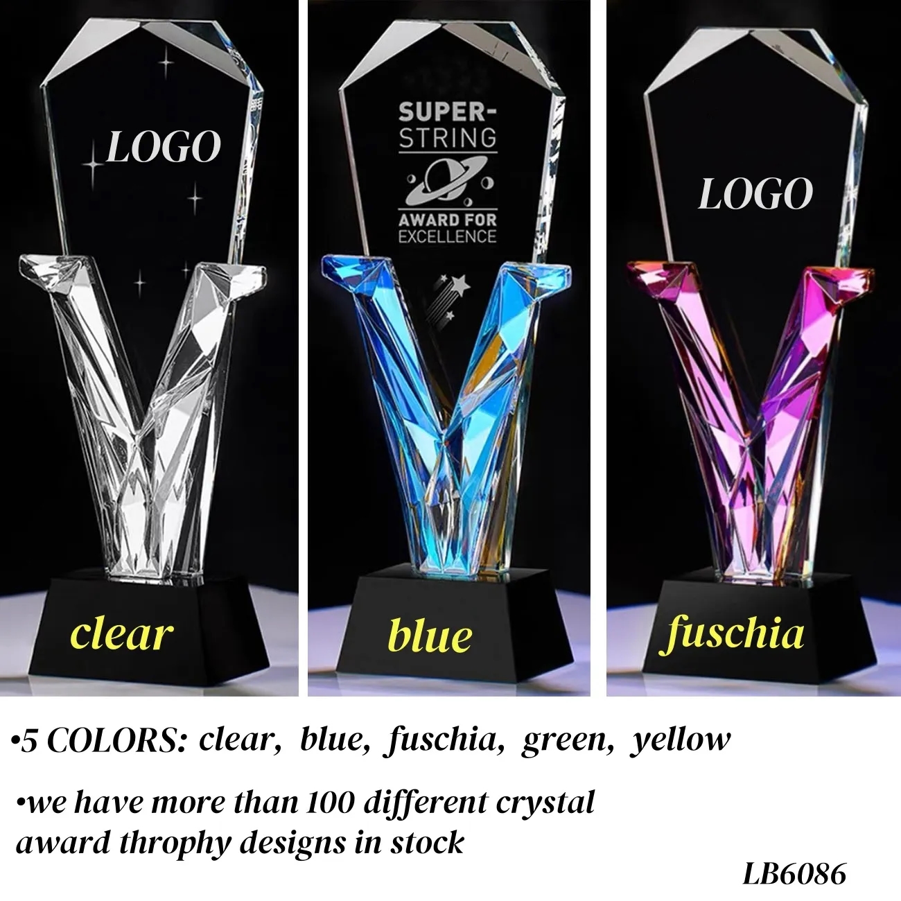 Sparkling Rainbow Crystal Throphy Award Engraved Gifts 5