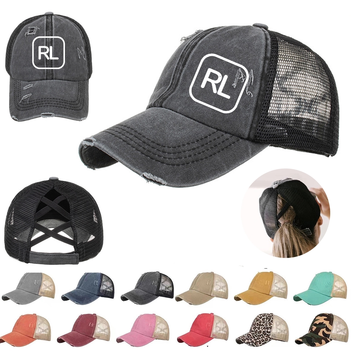 Criss Cross Ponytail Baseball Cap 1