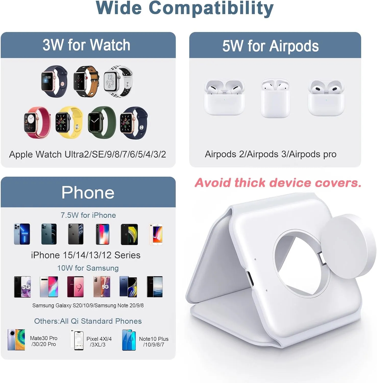 Fast Wireless Charging Station for iPhone, iWatch,  AirPods 6