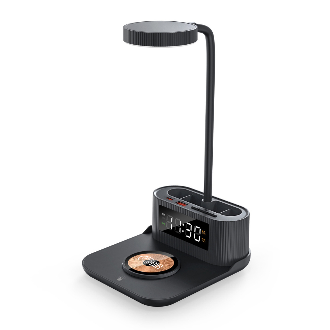 15W Wireless Charger Desk Lamp with Alarm Clock, Pen Holder, and USB/Type-C Output 3