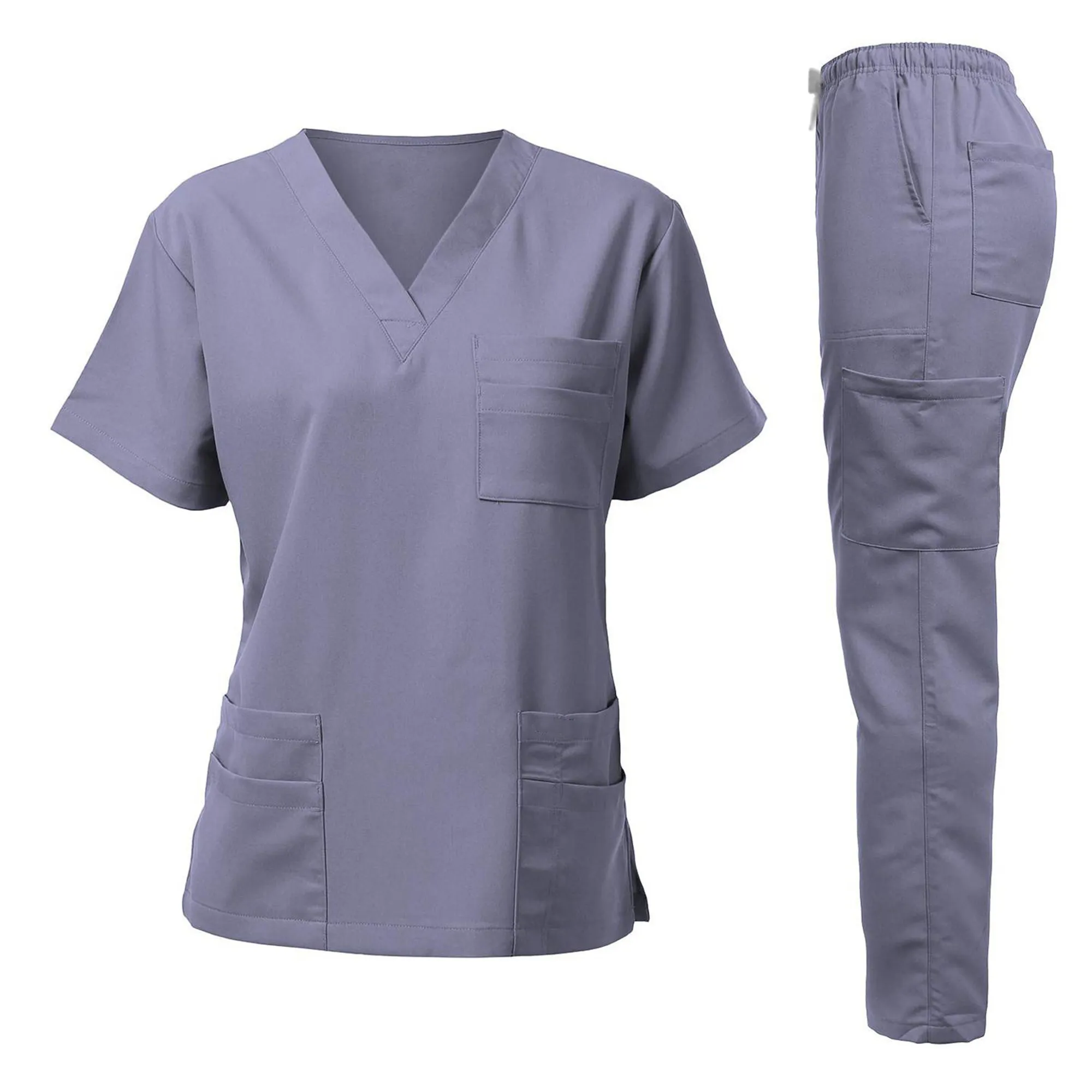 MOQ 10 Medical Scrub Set Nurse Doctor Workwear Top and Pants 3