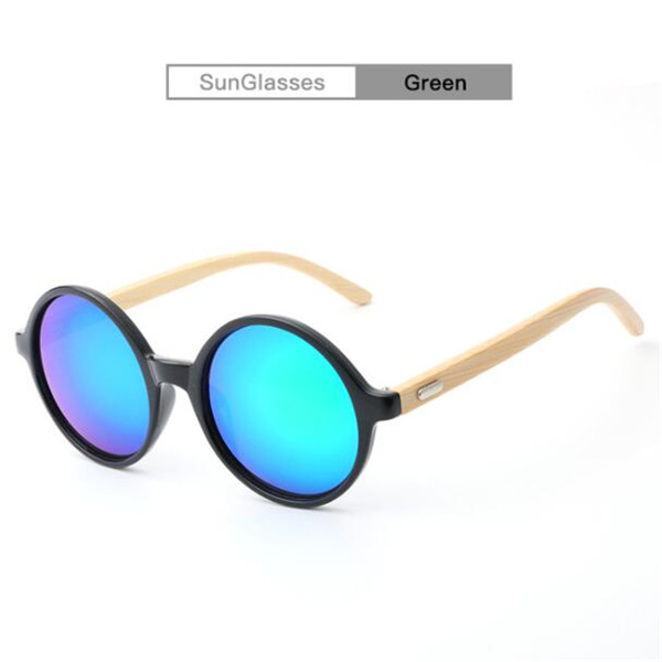 Bamboo Wood Arms Round Sunglasses 5