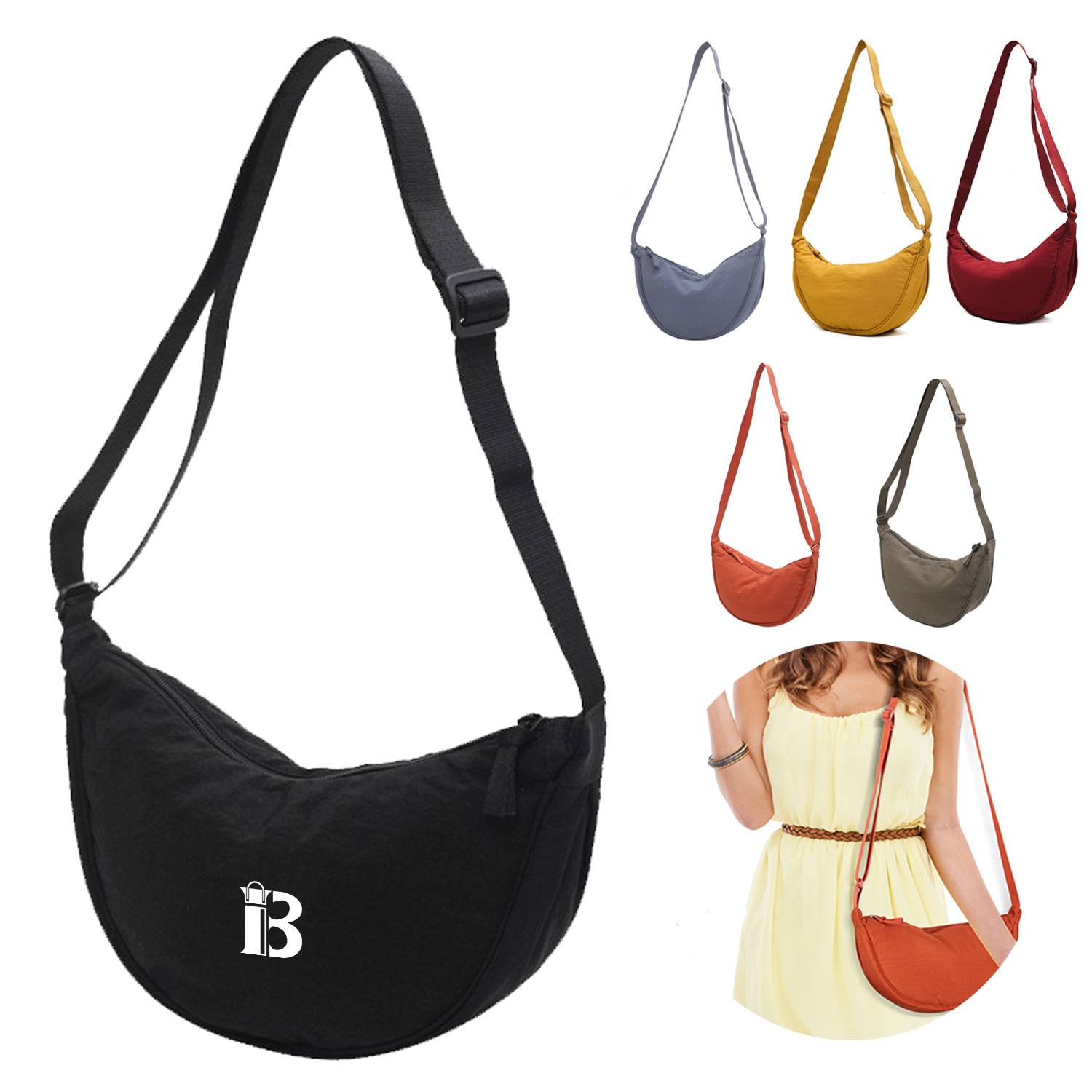 Nylon Lightweight Dumpling-Shaped Crossbody Shoulder Bag 18