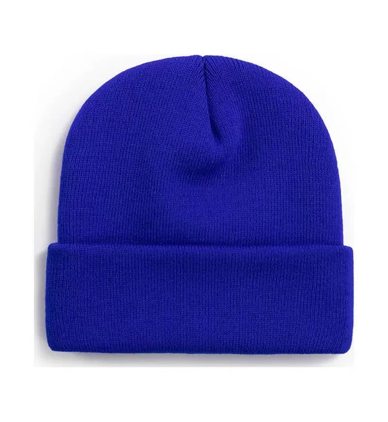 Knit Beanie with cuff caps Embroidered 2