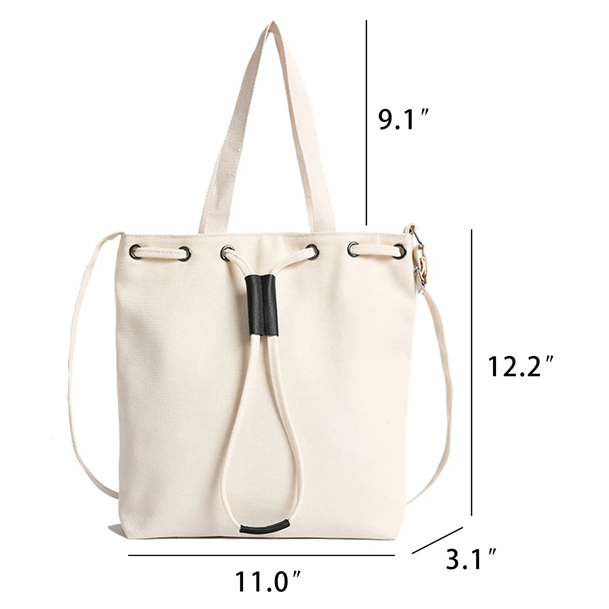 Simple Drawstring Canvas Tote Bag 4