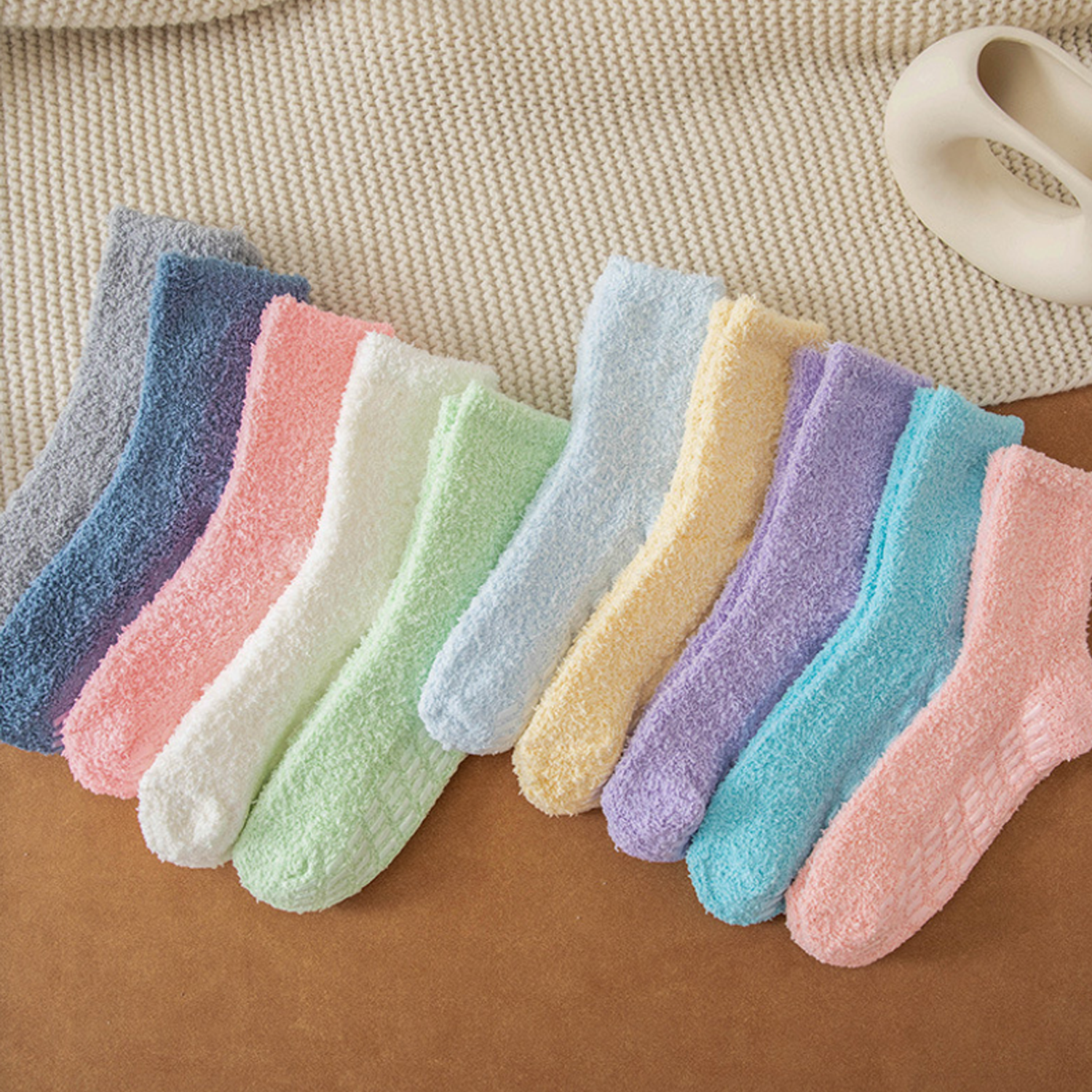 Coral Velvet Socks Women Solid Color Non-Slip 3