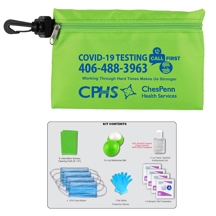 "Ariel" 12 Piece Safety Kit in Zipper Pouch with Carabiner Attachment 17