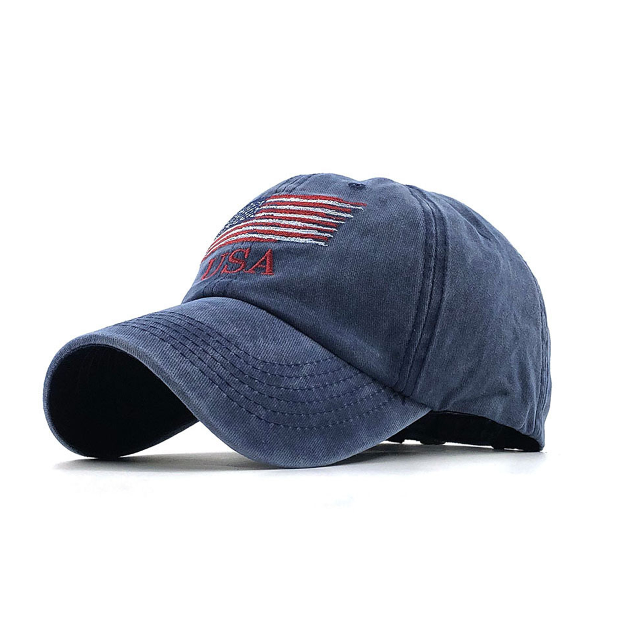 Distressed Six Panel Sports Cap Adjustable Closure 10.5" x 7.5" x 5.3" 4