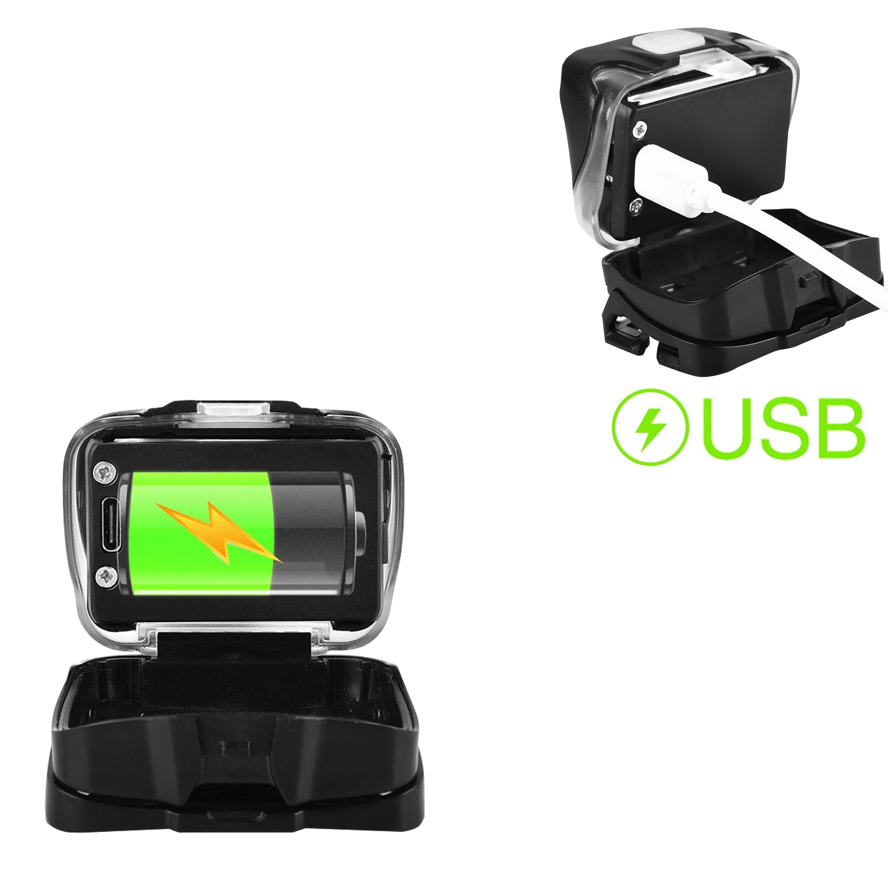 Rechargeable LED Head Flashlight Lamp With Red Lights Elastic Band 7