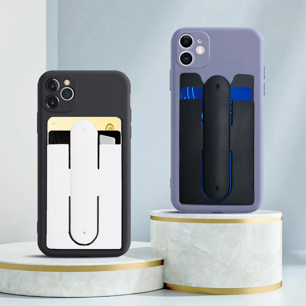 Convenient Stick-On Card Holder Cell Phone Stand Pouch Case 3