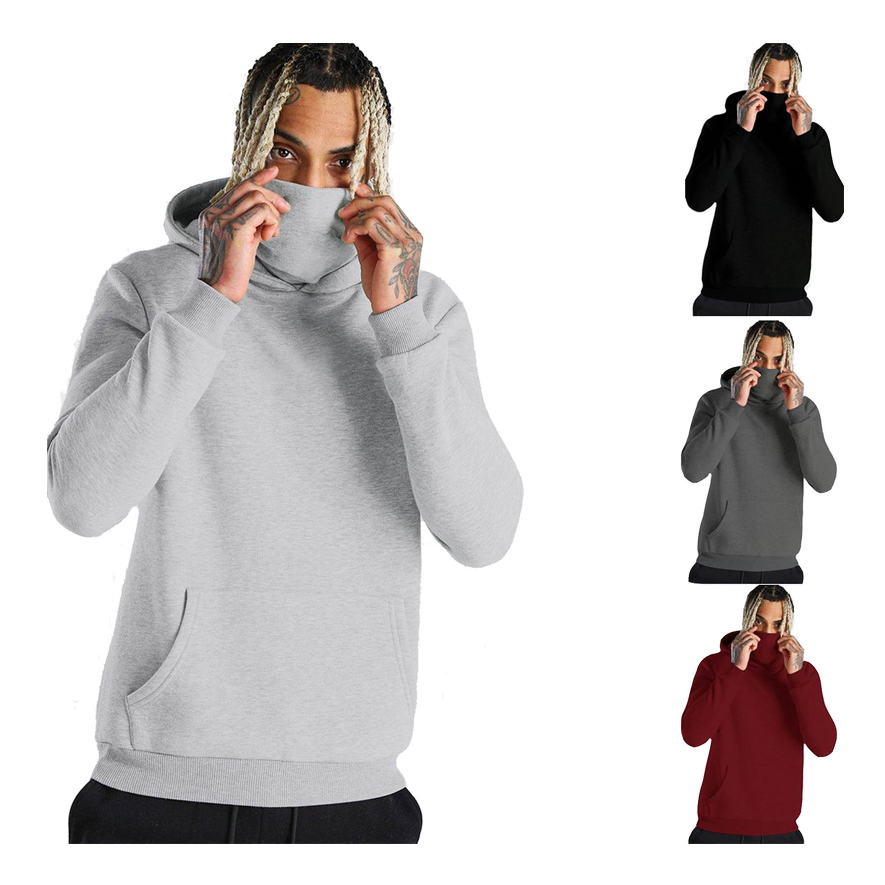 Men's Fleece Hoodie With Pocket & Face Mask, custom hoodie or sweatshirt with logo imprint 2