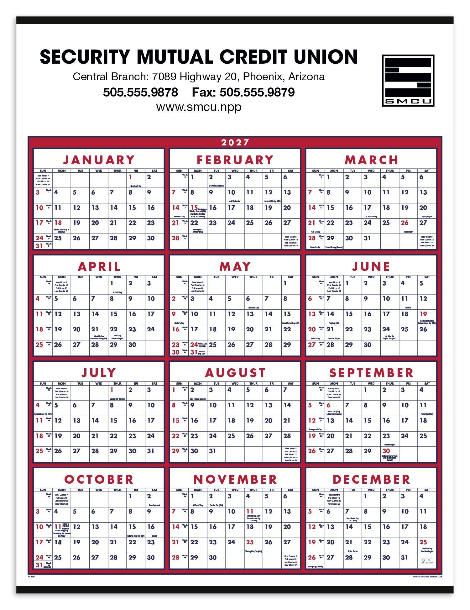 Triumph® Calendars Span-A-Year Calendar 7
