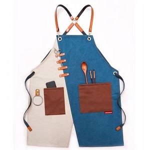 Canvas Adjustable Work Apron with Large Pockets 14