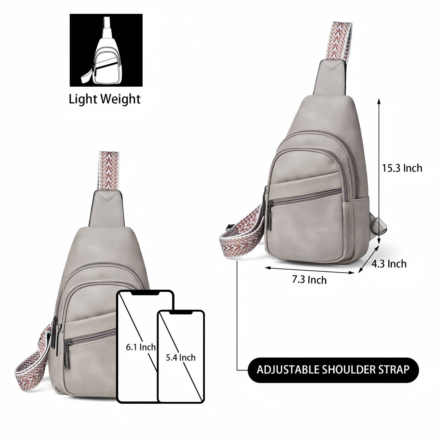 Vintage PU Sling Bag w/ Adjustable Strap 7