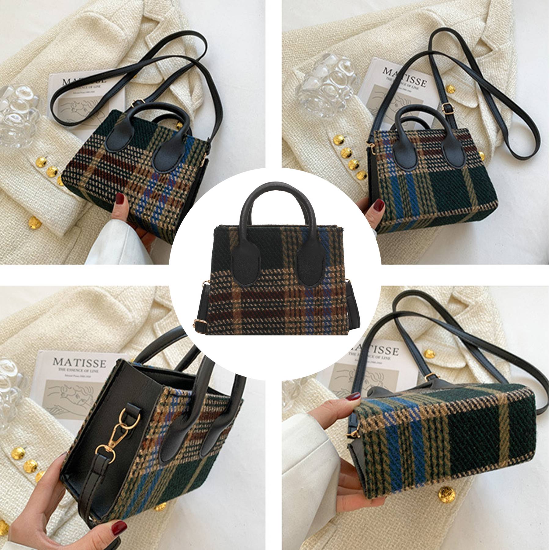 Canvas Small Checkered Cross-body Bag 5