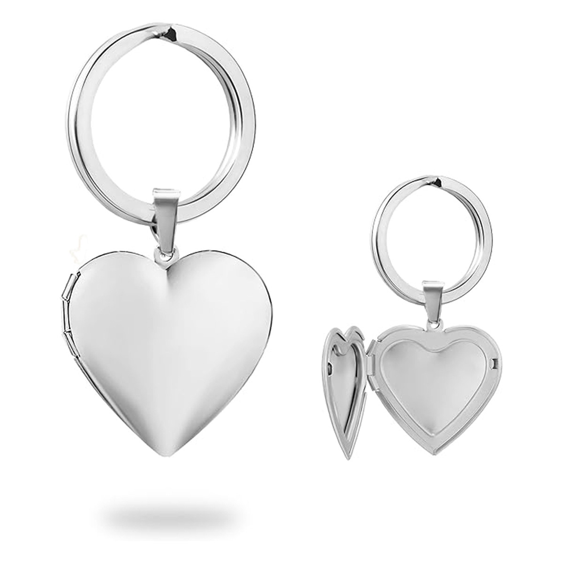 Stainless Steel Glossy Heart-Shaped Photo Album Box Keychain 1