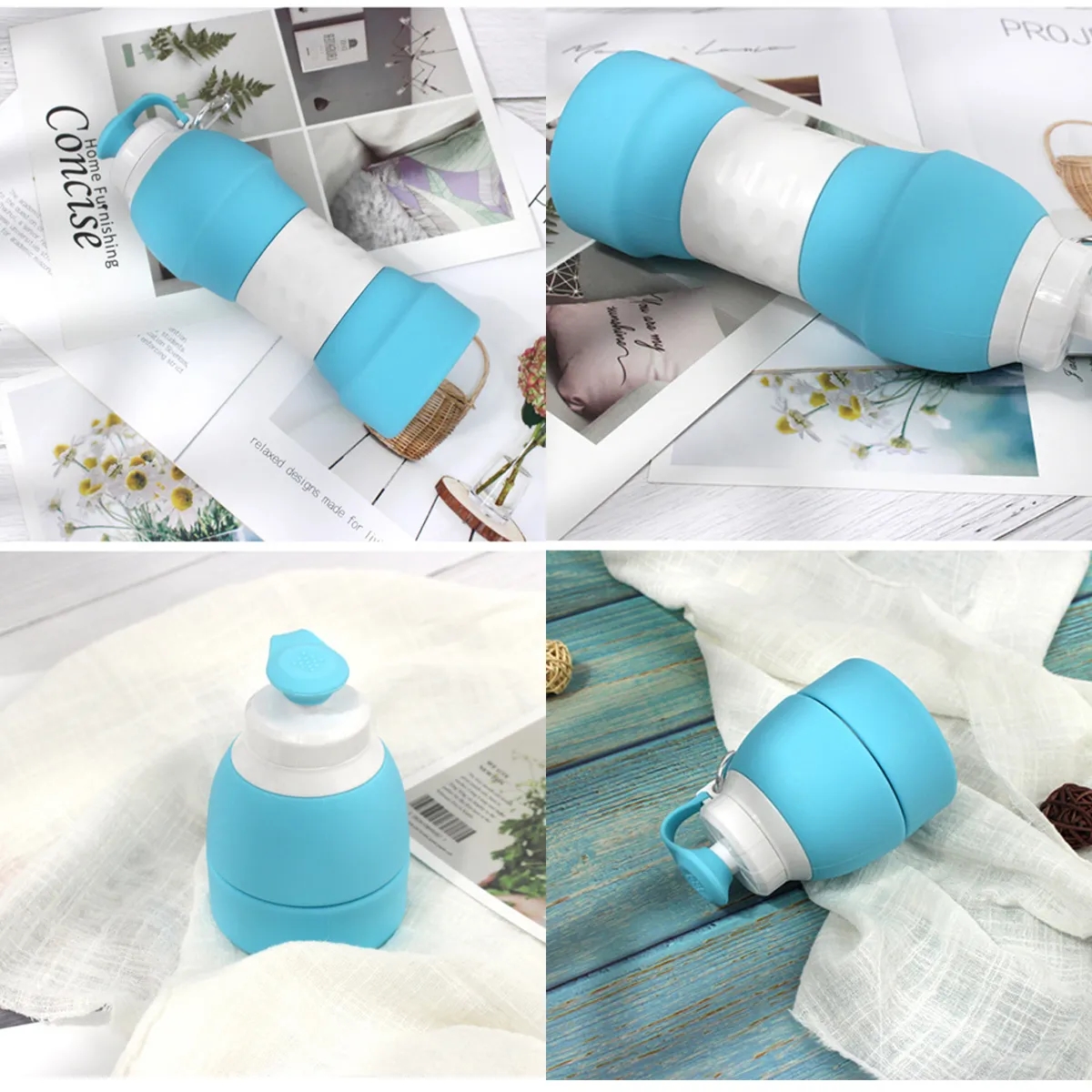 20oz Collapsible Silicone Reusable Portable Water Bottle 5