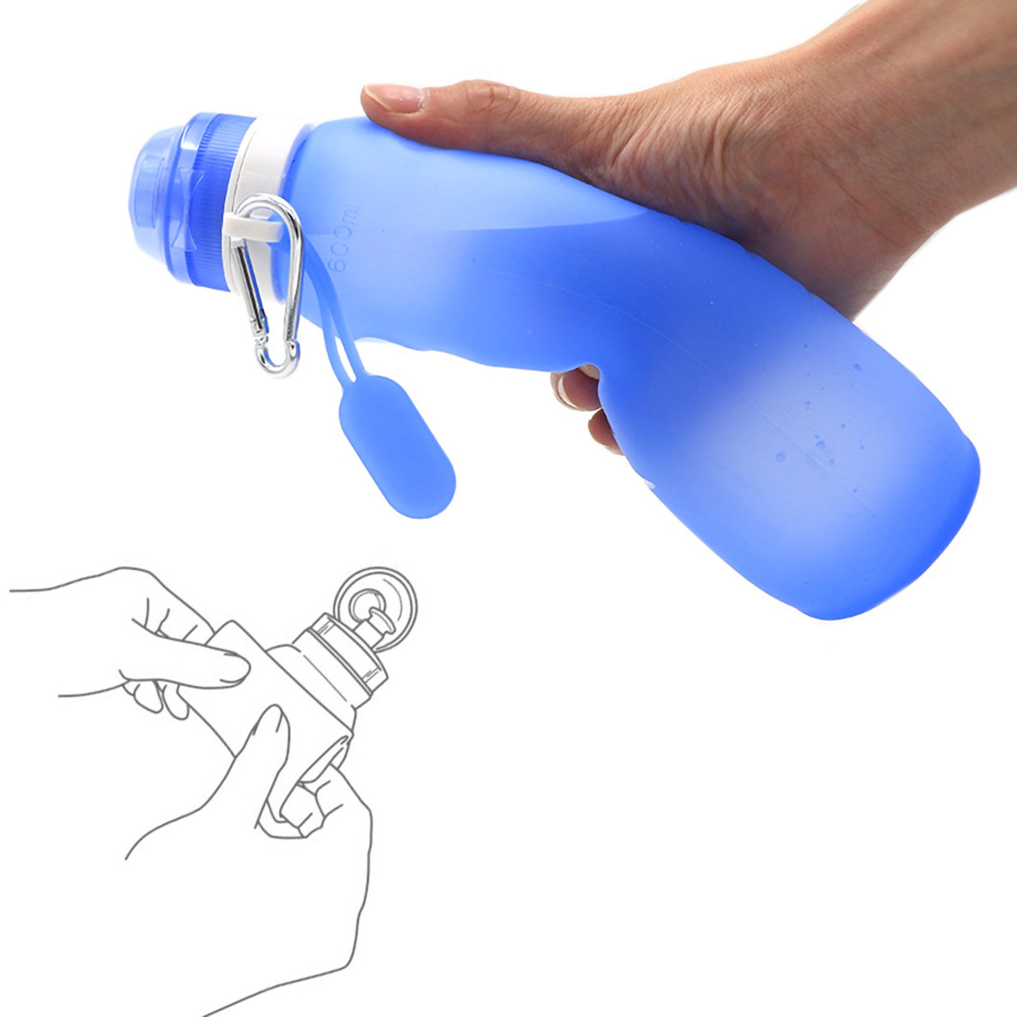 20 Oz. Foldable Silicone Water Bottle 1
