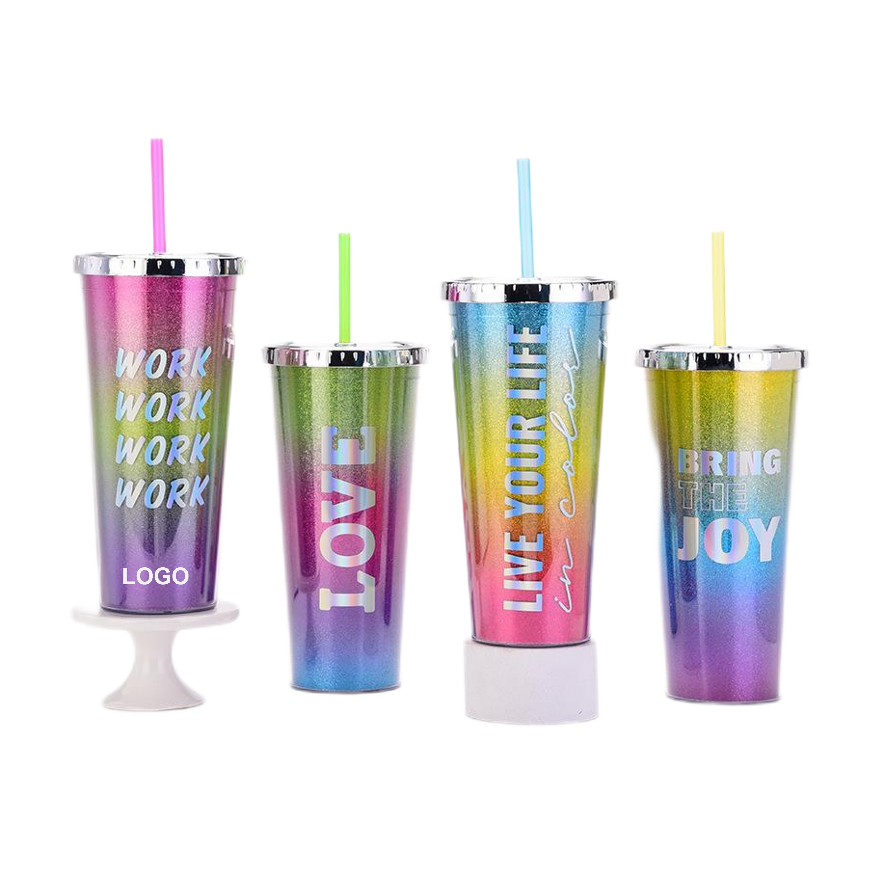 24oz Double Wall Plastic Tumbler w/Straw (direct import) 2