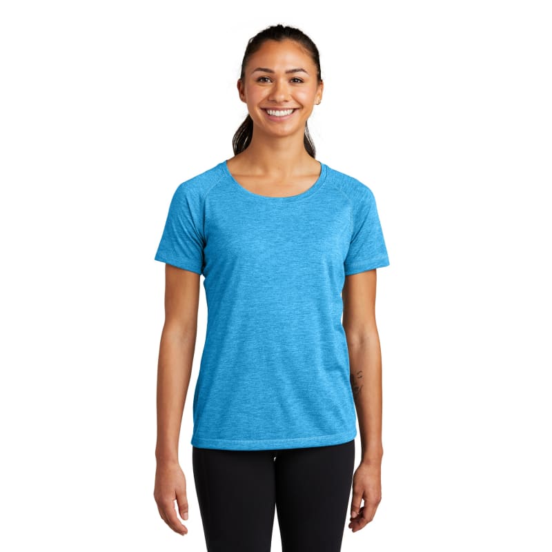 Sport-Tek Women's PosiCharge Tri-Blend Wicking Scoop Neck Raglan Tee. 65