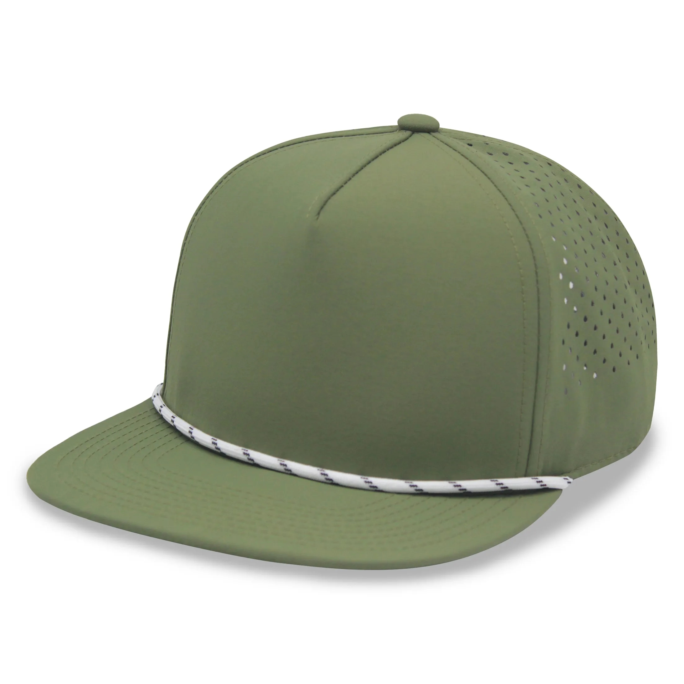 5 Panel Water Proof Nylon Hat w/Laser Cut Mesh Back
