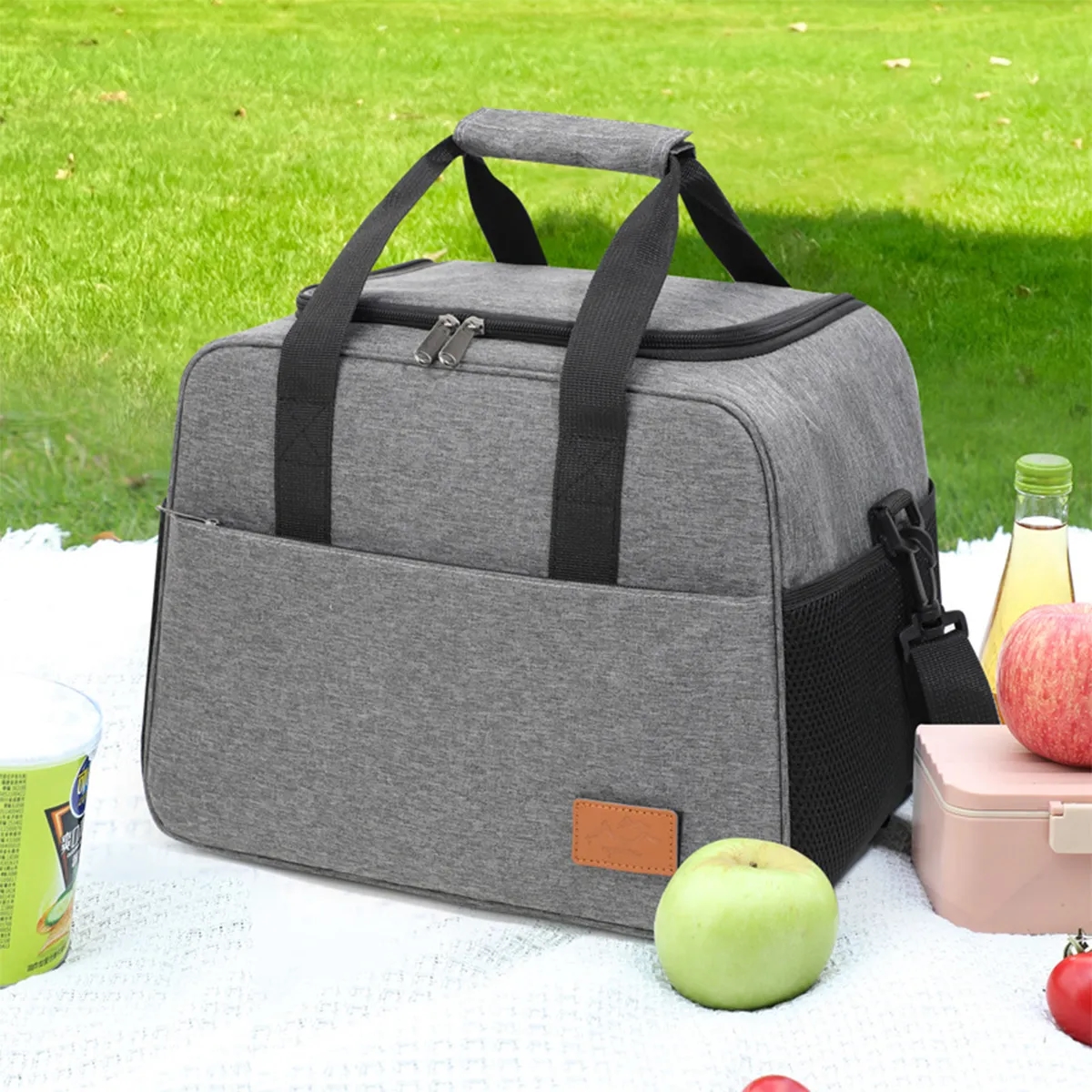 Insulated Picnic Lunch Cooler Tote Bag With Shoulder Strap 2