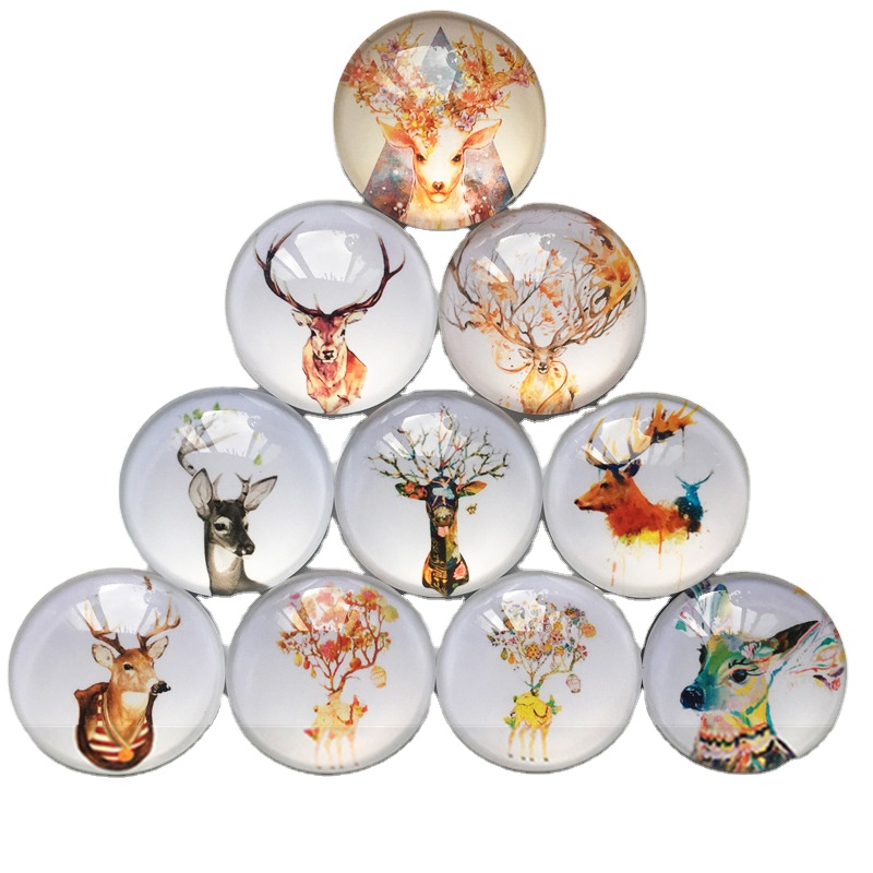 Custom Round Shape Crystal Glass Fridge Magnet For Souvenir Gift 3